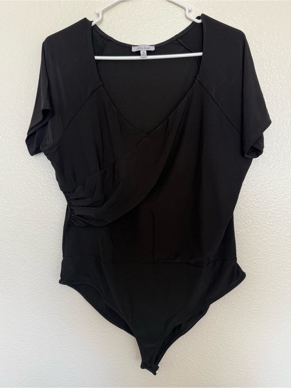 White Birch Faux-Wrap Surplice Bodysuit